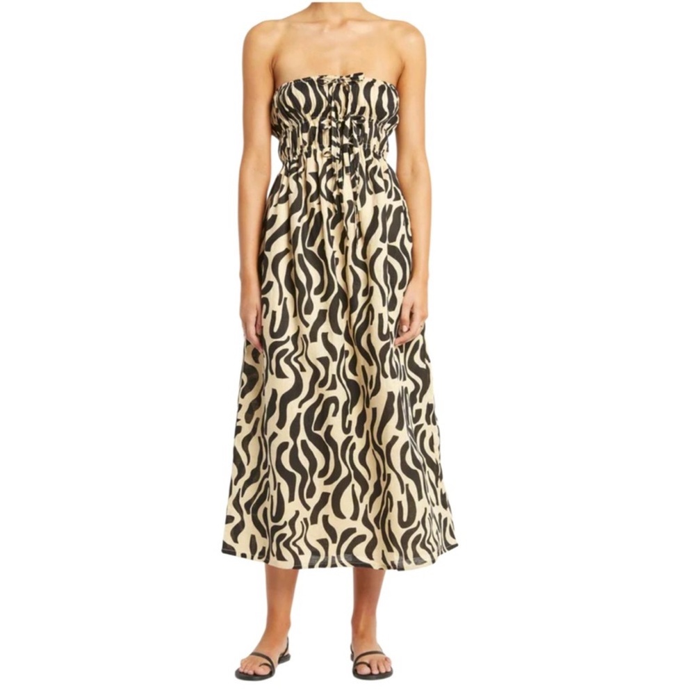 NWT Faithful the Brand Anthropologie Contessa Linen Strapless Dress